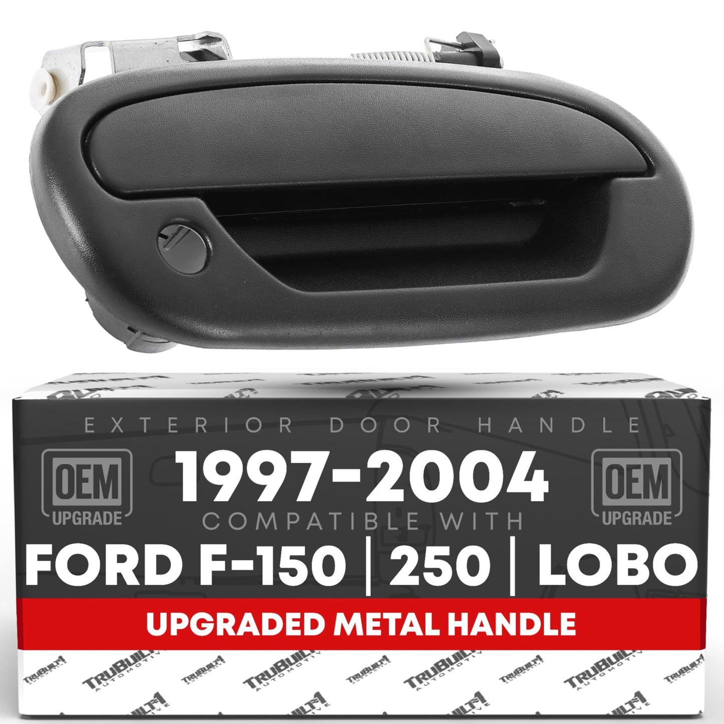 1997-2003 Ford F-150; 1997-1999 Ford F-250; 1998-2003 Ford Lobo Exterior Front Passenger Door Handle, Upgraded Metal - Textured Black - Front Passenger Side Handle