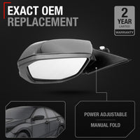 Driver Side Heated Power Side View Mirror - Compatible with 2017-2021 Honda Civic - Power Heated, Manual Folding - Paintable Textured Black Housing - OEM Partslink HO1320297