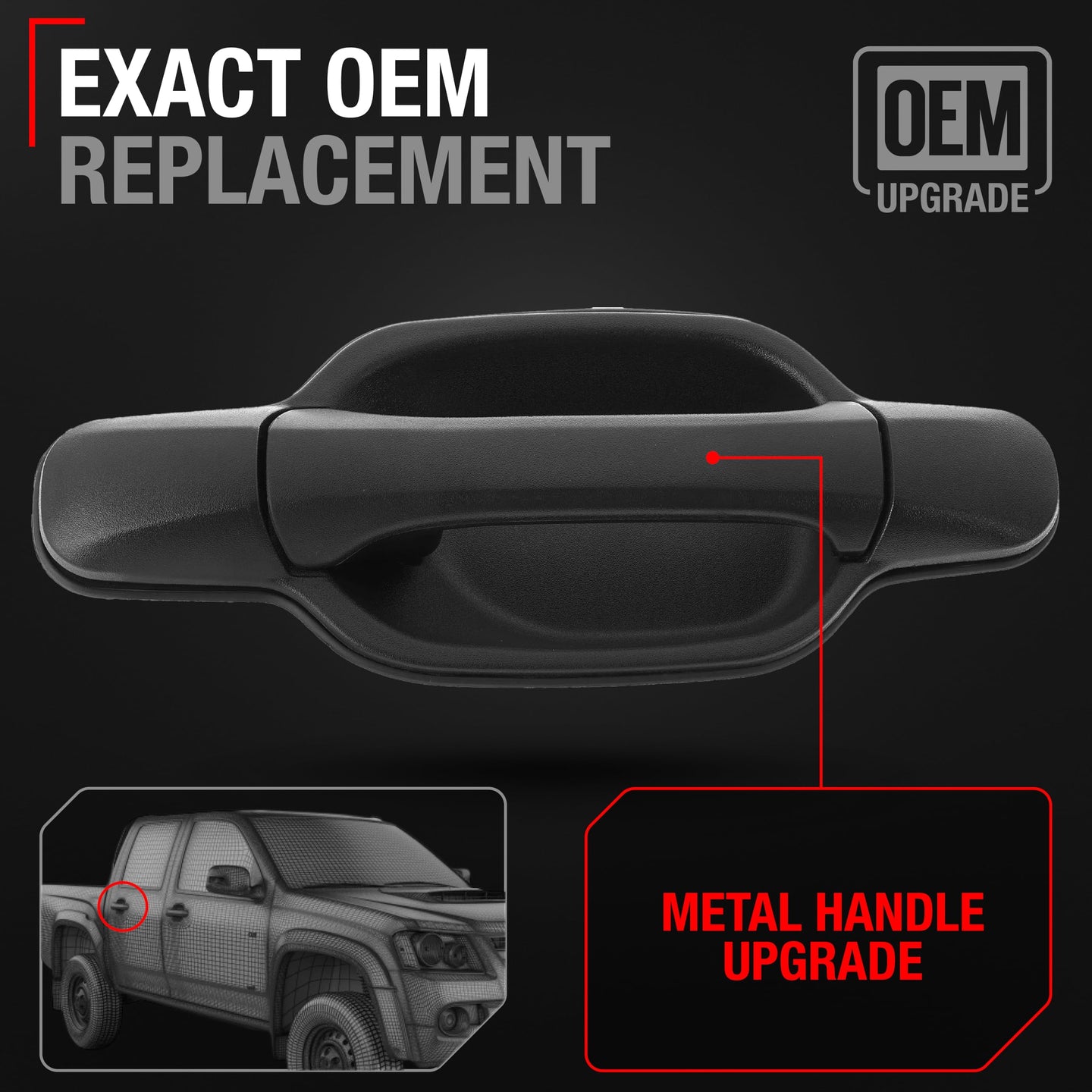 2004-2012 Chevrolet Colorado Rear Passenger Door Handle, Textured Black - Rear Passenger Side Handle