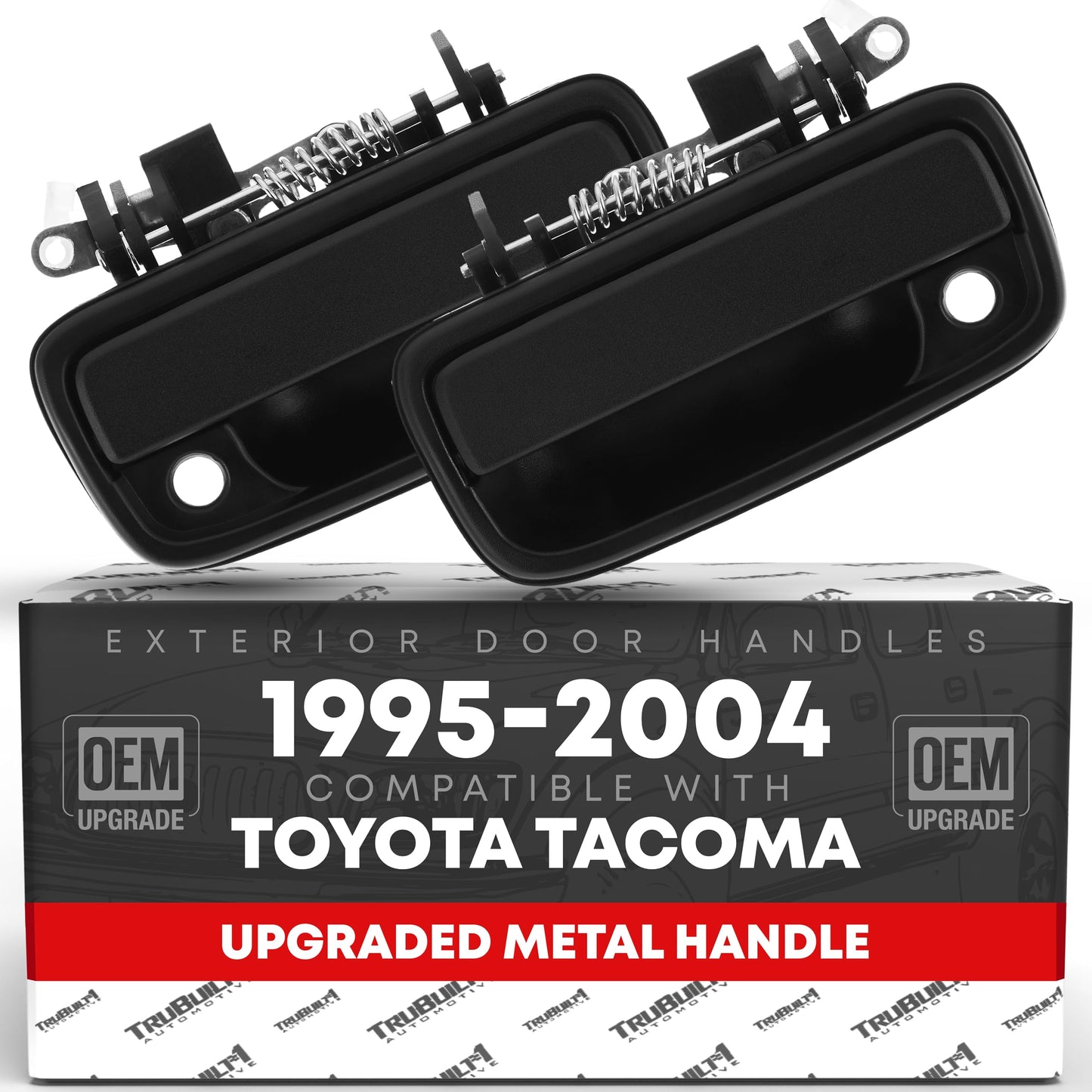 Toyota Tacoma Exterior Door Handle Set - Front Driver & Passenger - Upgraded Metal - Textured Black - Driver + Passenger Handle (Metal)