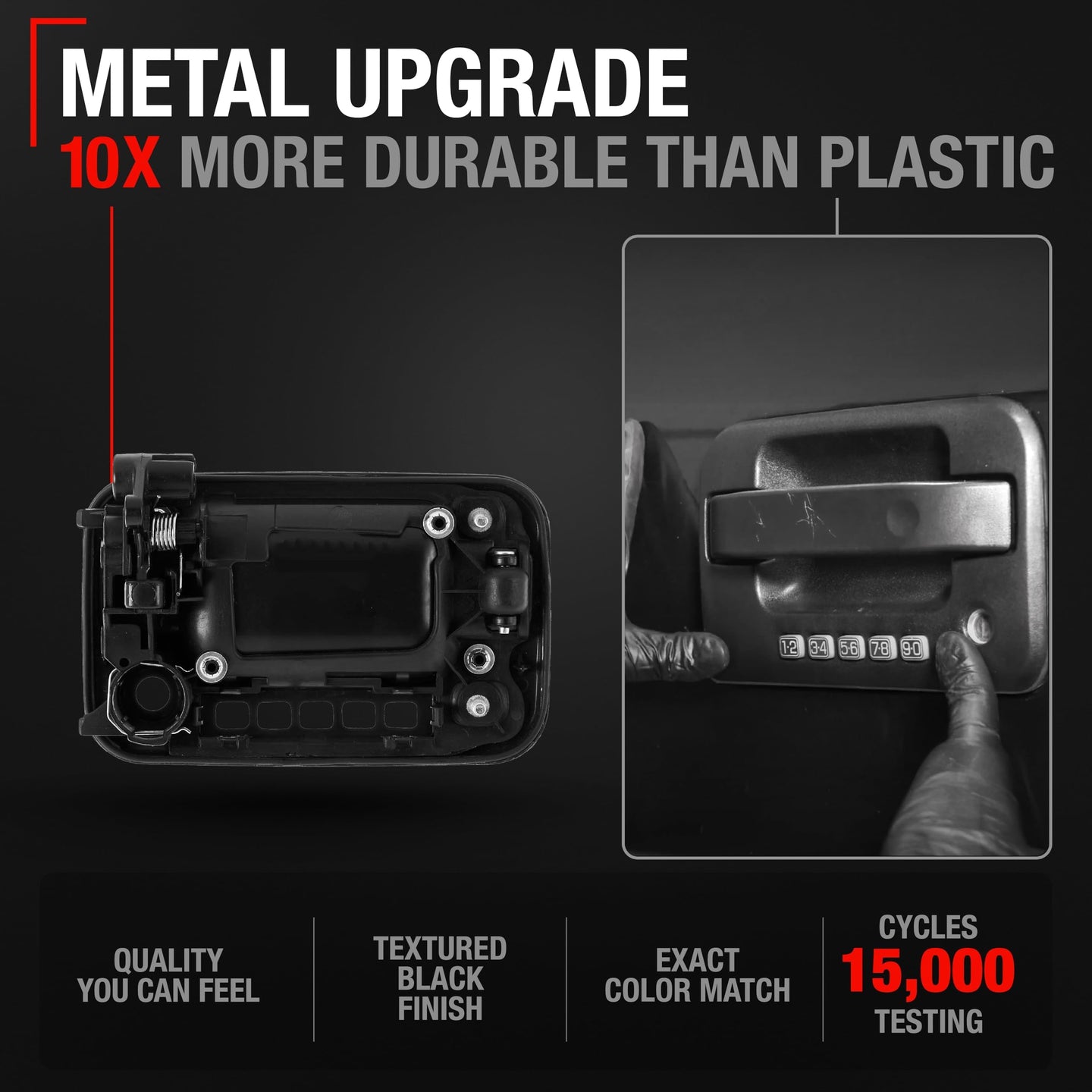 2004-2008 Ford F-150 Lincoln Mark LT Exterior Front Driver Door Handle, Upgraded Metal - Textured Black with Keyhole - Front Driver Side Handle