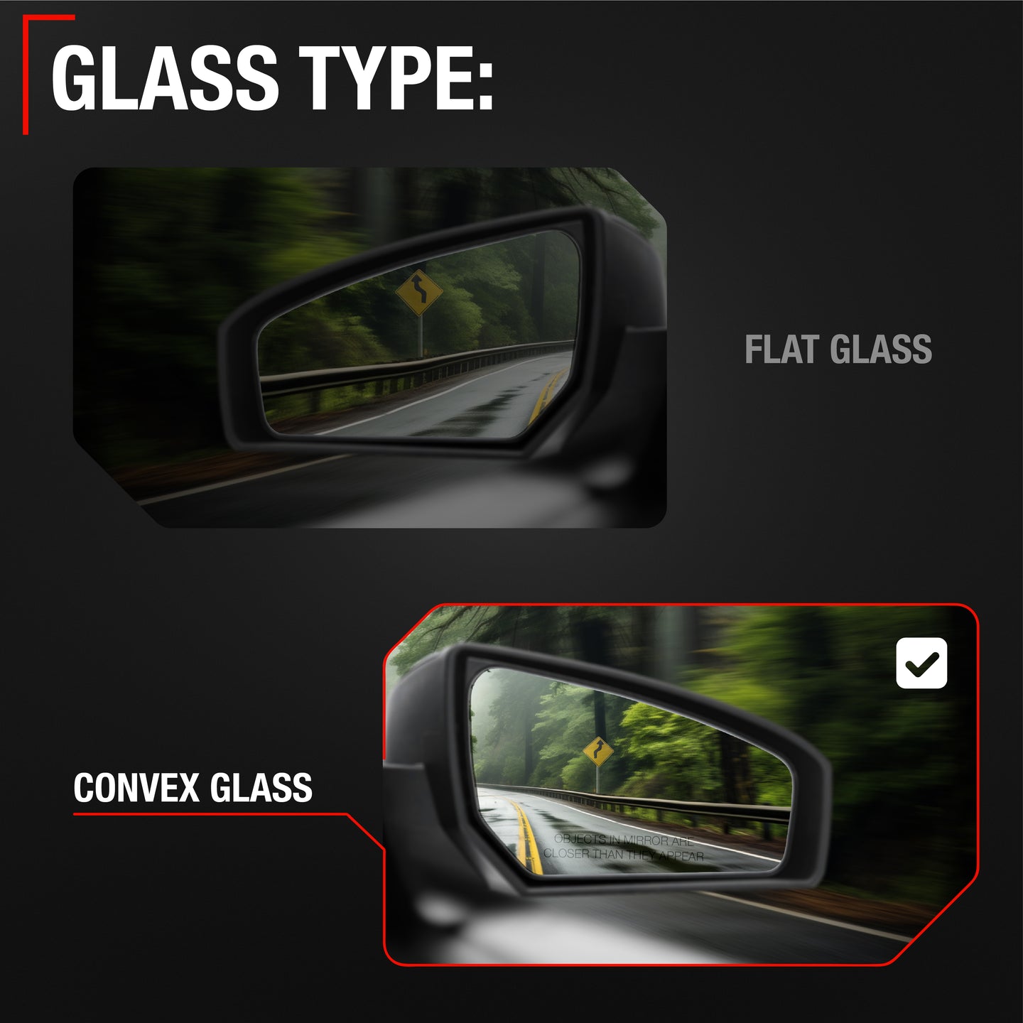 Honda Civic Side Mirror Replacement, Passenger Side - Power Adjust, Manual Fold, Convex Glass, Smooth Black Housing - Passenger Side Mirror