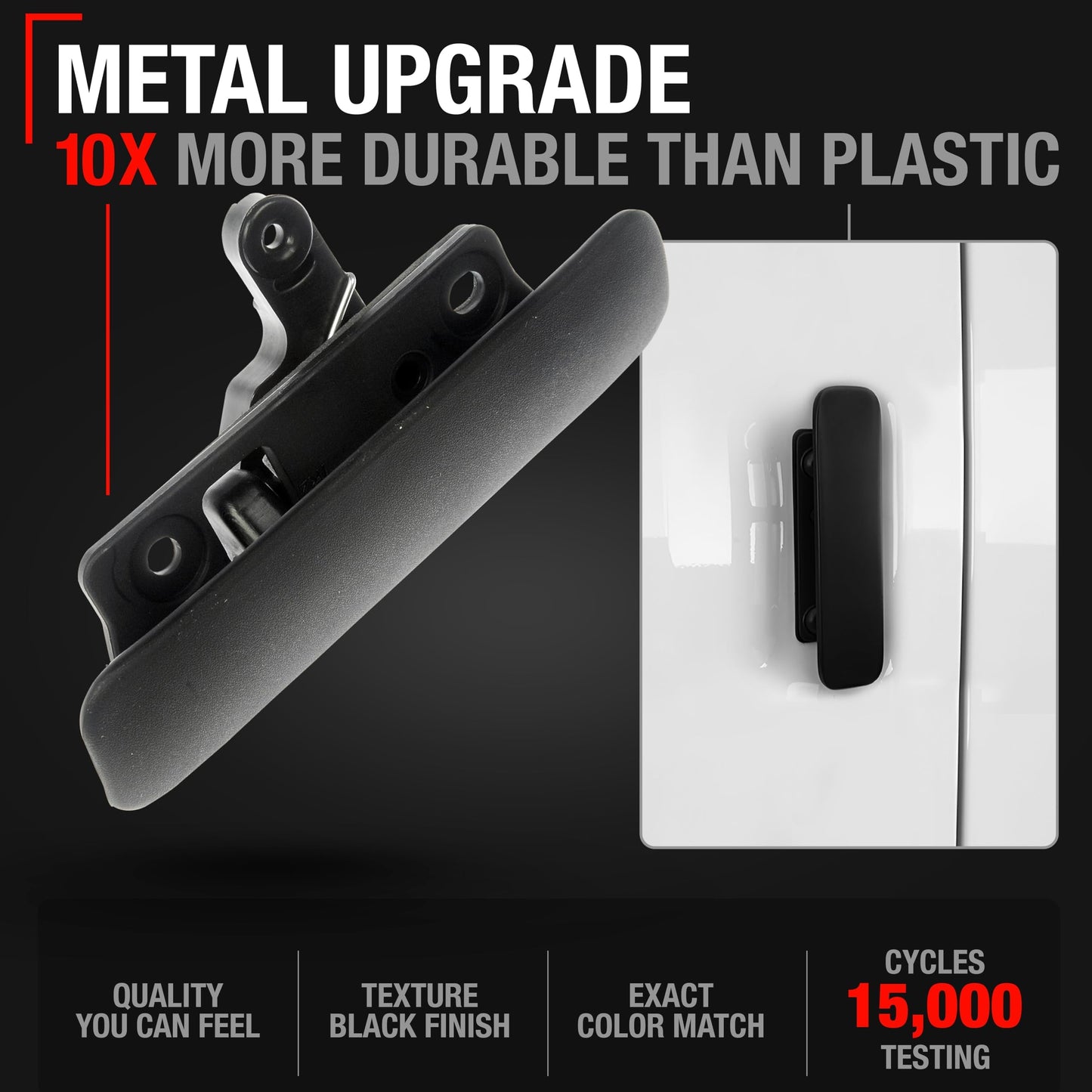 2008-2014 Ford Econoline Passenger Side Front Door Handle - Upgraded Metal Textured Black - Front Passenger Door Handle