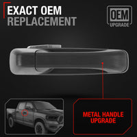 Dodge Ram Passenger Front Door Handle - Upgraded Metal, Textured Black, No Keyhole Variant for 1500 to 5500 - Front Passenger Side Handle