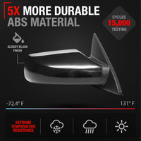 2007-2012 Nissan Altima Sedan Passenger Side Mirror Replacement Powered Adjustment Non-Foldable Convex Glass Smooth Black - Passenger Side Mirror