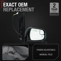 Passenger Side Heated Side View Mirror with Blind Spot Detection - Compatible with 2015-2020 Toyota Sienna - Power Heated, Blind Spot Detection, Manual Folding - OEM 8791008150 - Passenger Side Mirror