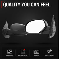 2007-2013 Chevrolet Silverado 1500 2500 3500 HD GMC Sierra 1500 2500 3500 HD Driver Side Mirror Replacement - Manual Flat Glass Textured Black - Driver Side Mirror