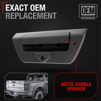 Tailgate Handle Latch Replacement, Upgraded Metal - Compatible with 2018 (New Body) - 2024 Ford F-150 - Exterior Tailgate Assembly, Textured Black w/ Keyhole, Camera Hole - OEM JL3Z-9943400-EB - Texture Tailgate Handle