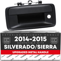 2014-2015 Chevrolet Silverado GMC Sierra 1500 2500 3500 HD Tailgate Handle Assembly - Upgraded Metal Liftgate Latch Handle Textured Black - Black Metal Tailgate