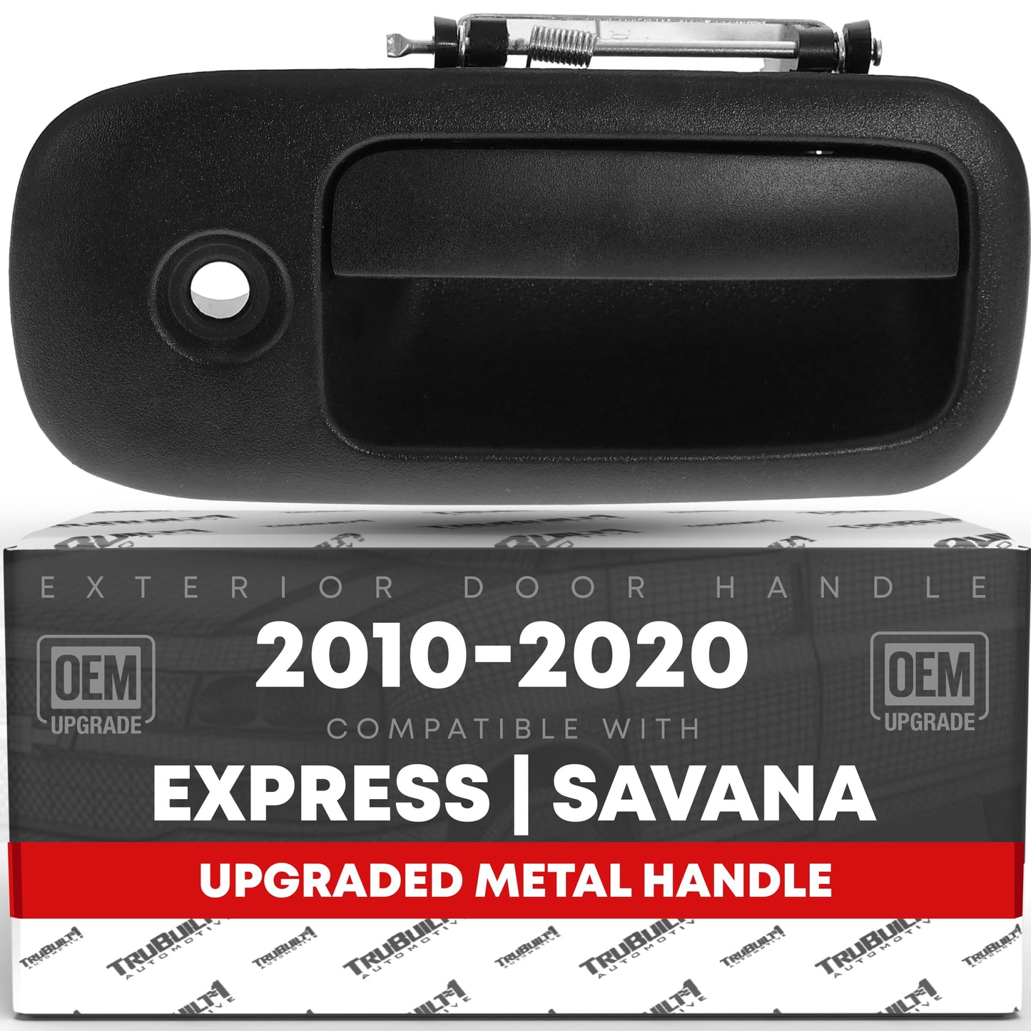 T1A Exterior Front Passenger Door Handle, Upgraded Metal - Compatible with 2010-2014 Chevrolet Express GMC Savana 1500, 10-20 Express 2500 3500 - Textured Black - OEM 25989399-MT, 97746, GM1311152 - Front Passenger Side Handle