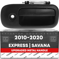 T1A Exterior Front Passenger Door Handle, Upgraded Metal - Compatible with 2010-2014 Chevrolet Express GMC Savana 1500, 10-20 Express 2500 3500 - Textured Black - OEM 25989399-MT, 97746, GM1311152 - Front Passenger Side Handle