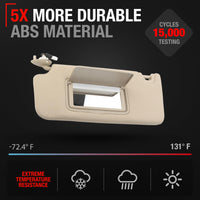 Honda Accord Sun Visor - Left Driver Side - Beige with Mirror - Beige,Driver