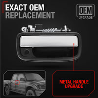 Exterior Front Passenger Door Handle Replacement, Upgraded Metal & Plastic Housing - Compatible with 1995-2004 Toyota Tacoma - Chrome Handle, Black Housing w/Keyhole - OEM 69210-35030 - Front Passenger Side Handle