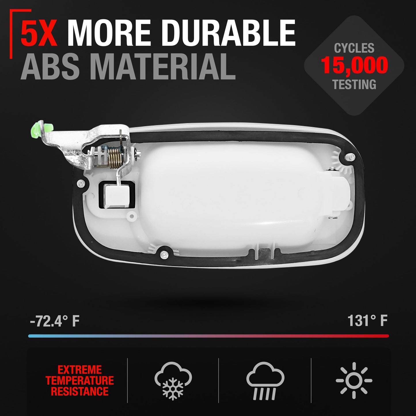 Exterior Rear Driver Door Handle - Compatible with 1999-2006 Chevrolet Silverado, Suburban, Tahoe; 1999-2006 GMC Sierra, Yukon - Olympic White - OEM 15029899-GAZ, 80114 - Rear Driver Door Handle