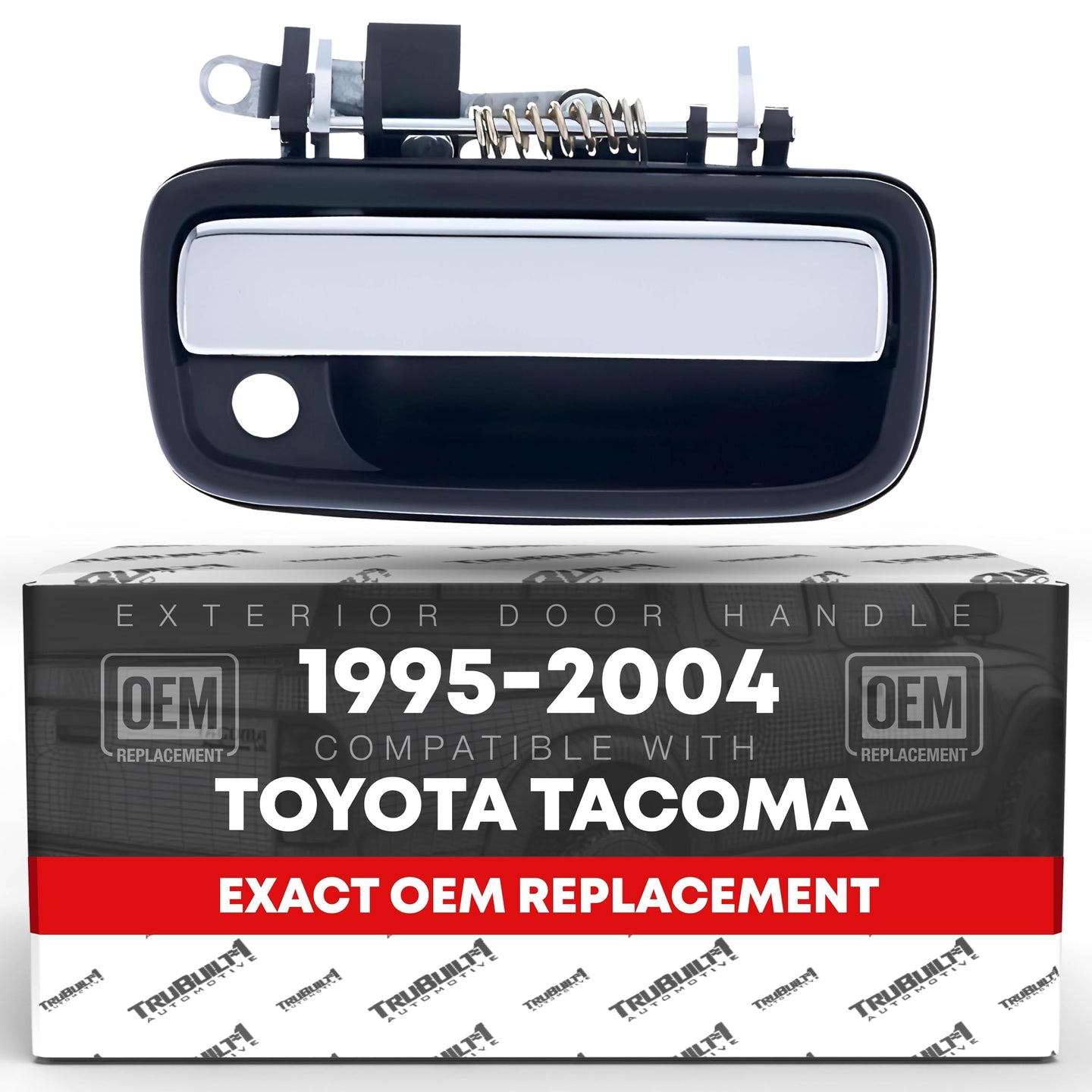 1995-2012 Toyota Tacoma Hilux Exterior Front Passenger Door Handle Replacement - Modern Chrome Lever Plastic - Front Passenger Door Handle