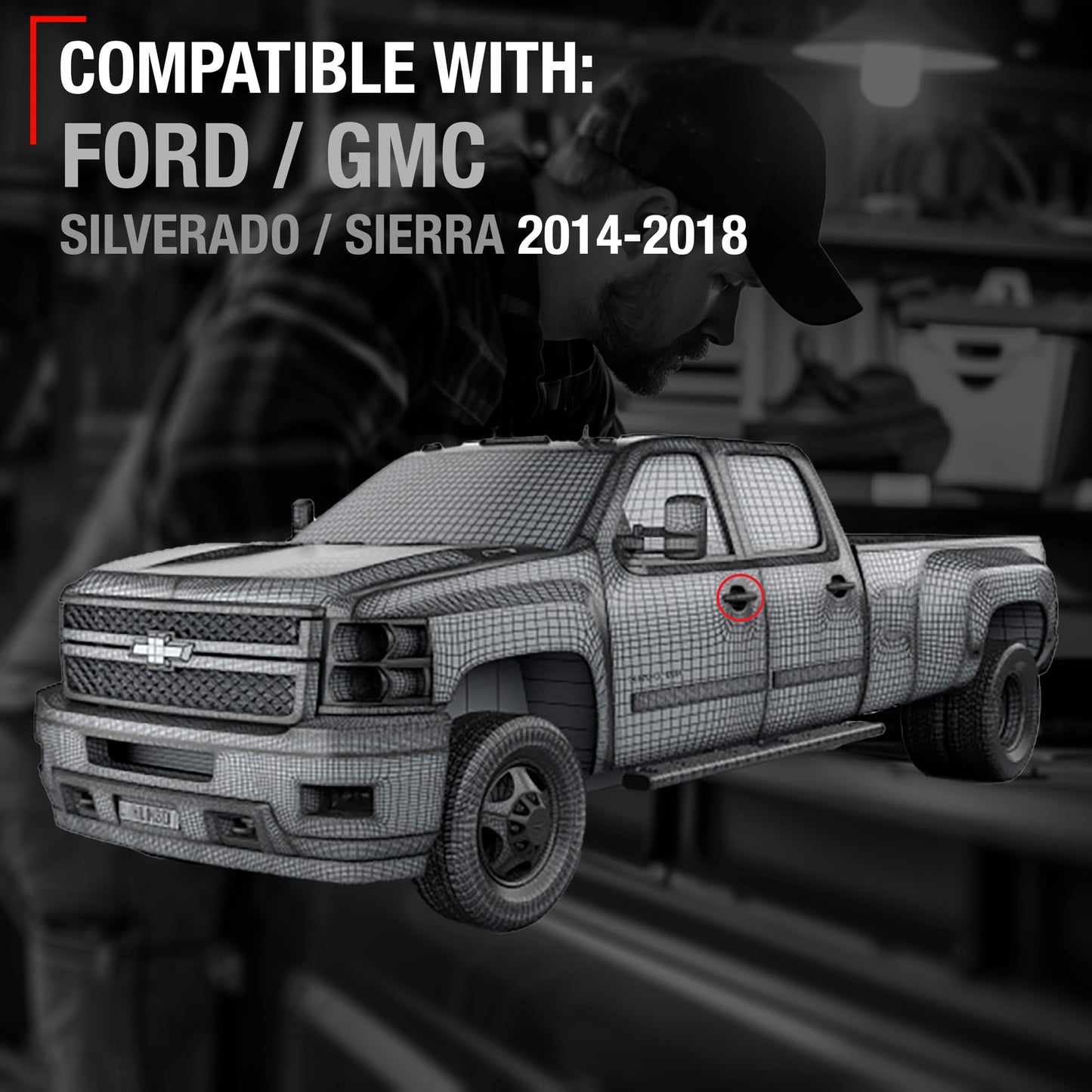 T1A Exterior Front Driver Door Handle - Compatible with 2014-2018 Chevrolet Silverado; 2014-2018 GMC Sierra - Olympic White (GAZ), Plastic with Keyhole - OEM 13583889-GAZ, 13583894-GAZ, 82537 - Front Driver Door Handle