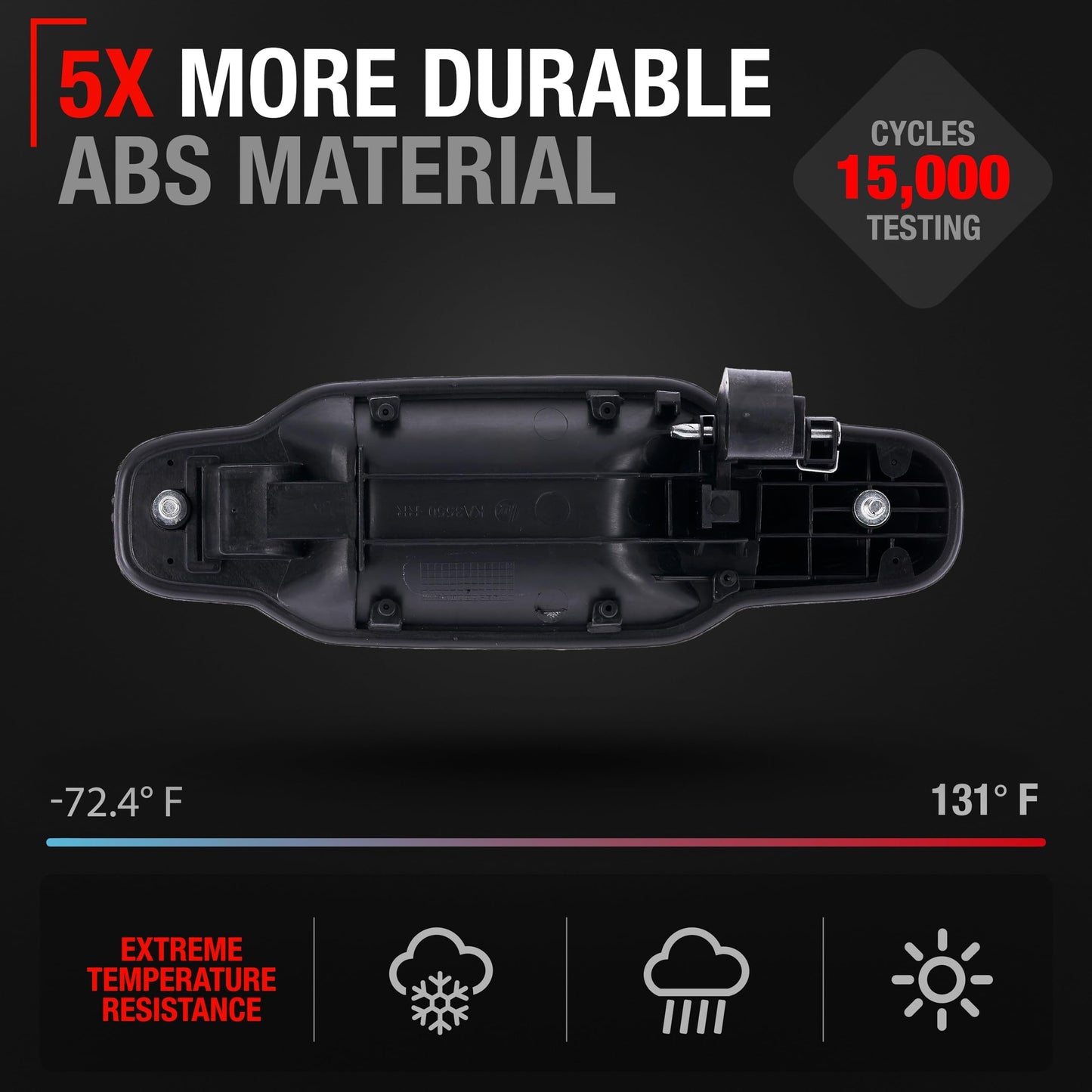 Kia Sorento Rear Passenger Door Handle - Primed Black - Plastic - Rear Passenger Side Handle