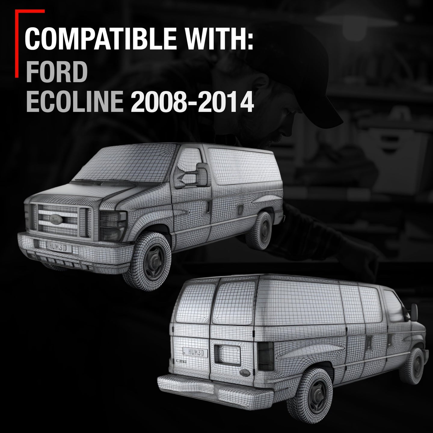 2008-2014 Ford Econoline Passenger Side Front Hinged Door Handle - Upgraded Metal Textured Black - Passenger Hinged Door Handle