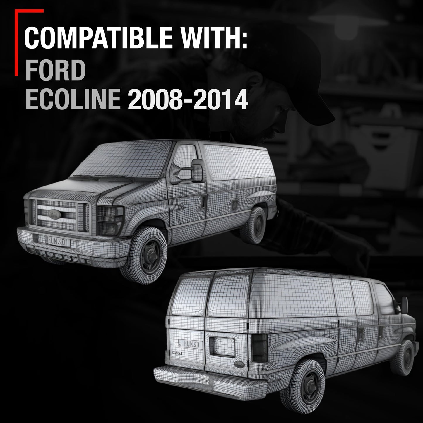 2008-2014 Ford Econoline Passenger Side Front Hinged Door Handle - Upgraded Metal Textured Black - Passenger Hinged Door Handle