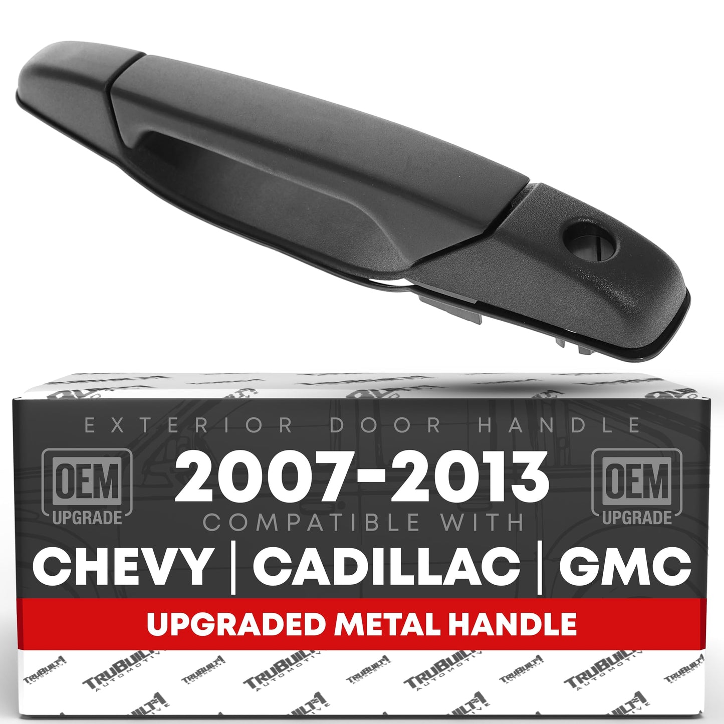 2007-2014 Chevrolet Silverado GMC Sierra 1500 2500 3500 Cadillac Escalade Exterior Front Driver Door Handle Upgraded Metal - Textured Black - Front Driver Side Handle
