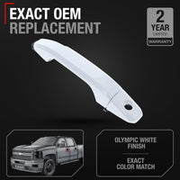 Chevrolet Silverado GMC Sierra Exterior Front Driver Door Handle - Olympic White with Keyhole, Plastic - Front Driver Door Handle