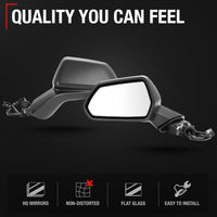 2016-2021 Chevrolet Camaro Driver Side Mirror Replacement Powered Adjustment Non-Foldable Flat Glass Smooth Black - Driver Side Mirror