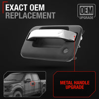 2009-2014 Ford F-150 Lobo Lincoln Mark LT Exterior Front Driver Door Handle, Upgraded Metal - Chrome and Black with Keyhole - Front Driver Side Handle