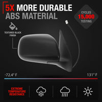 2005-2011 Toyota Tacoma Passenger Side Mirror Replacement - Powered Adjustment Manual Folding Convex Glass Textured Black - Passenger Side Mirror