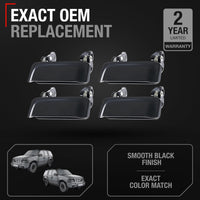 1998-2003 Ford Explorer Explorer Sport Mercury Mountaineer Exterior Front/Rear Driver & Passenger Door Handle Set of 4 - Smooth Black - 4-Doors Handle Set