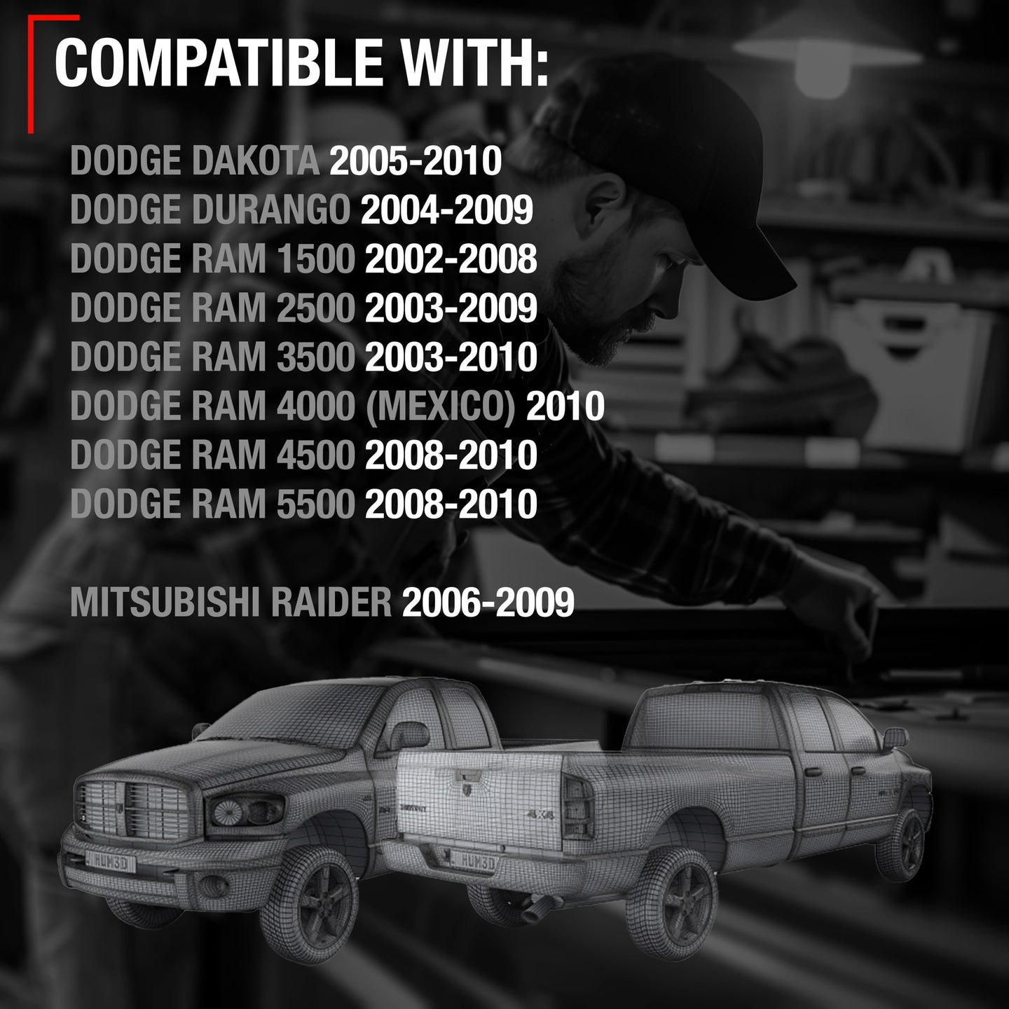 2002-2009 Dodge Ram 1500 2500 3500 4500 5500; 2005-2010 Dodge Dakota; 2004-2009 Dodge Durango Exterior Front Driver Door Handle, Upgraded Metal - All Chrome w/ Keyhole - Front Driver Side Handle