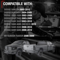 2002-2009 Dodge Ram 1500 2500 3500 4500 5500; 2005-2010 Dodge Dakota; 2004-2009 Dodge Durango Exterior Front Driver Door Handle, Upgraded Metal - All Chrome w/ Keyhole - Front Driver Side Handle