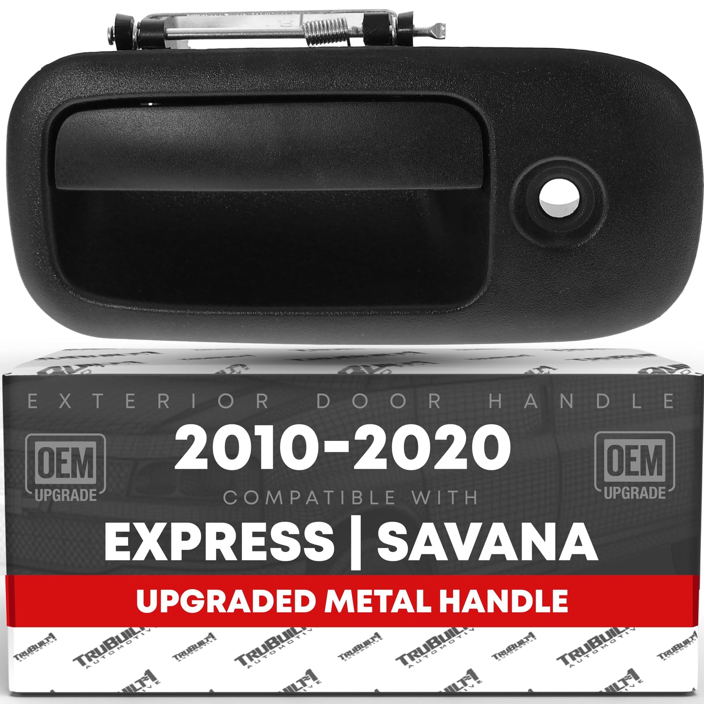 Exterior Front Driver Door Handle, Upgraded Metal - Compatible with 2010-2014 Chevrolet Express GMC Savana 1500, 10-20 Express 2500 3500 - Textured Black w/ Keyhole - OEM 25989398-MT, 25989398, 97745 - Front Driver Side Handle
