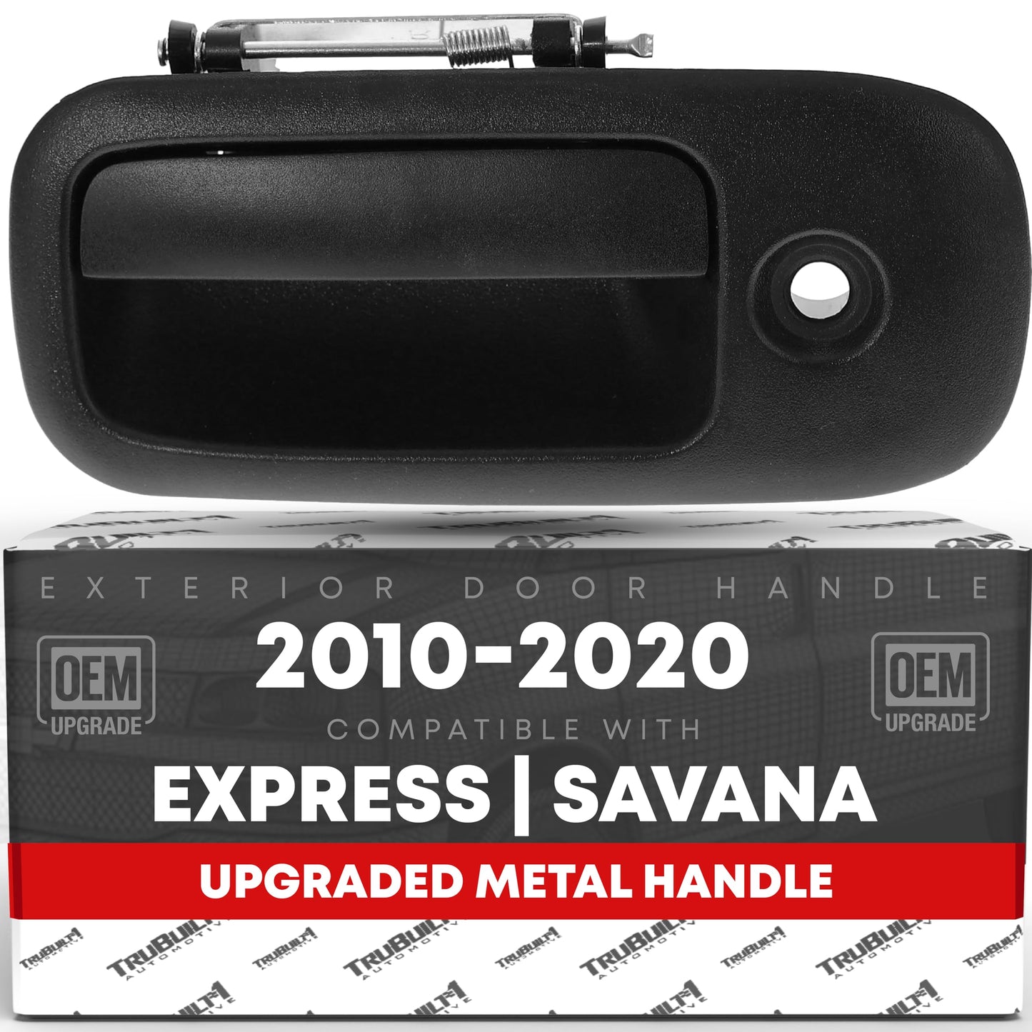 Exterior Front Driver Door Handle, Upgraded Metal - Compatible with 2010-2014 Chevrolet Express GMC Savana 1500, 10-20 Express 2500 3500 - Textured Black w/ Keyhole - OEM 25989398-MT, 25989398, 97745 - Front Driver Side Handle