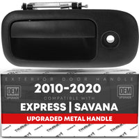 Exterior Front Driver Door Handle, Upgraded Metal - Compatible with 2010-2014 Chevrolet Express GMC Savana 1500, 10-20 Express 2500 3500 - Textured Black w/ Keyhole - OEM 25989398-MT, 25989398, 97745 - Front Driver Side Handle