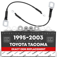 1995-2004 Toyota Tacoma Tailgate Support Cable Replacement Set, Rear Driver & Passenger Side - Tail Gate Support Cable Straps, Metal 14-9/16" Long