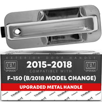 T1A Exterior Front Passenger Door Handle, Upgraded Metal - Compatible with 2015-2018 Ford F-150 (Before Model Change) - All Chrome w/Keyhole - OEM FL3Z-1522404-BA-ACHMT, 97932 - Front Passenger Side Handle w/Keyhole