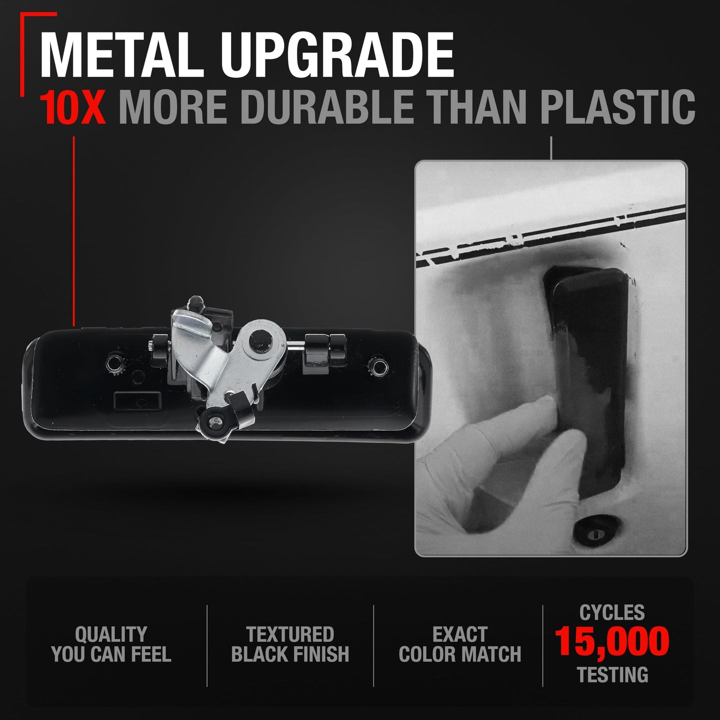 1992-2005 GMC Safari Chevrolet Astro Exterior Front Passenger Door Handle - Smooth Black Metal Lever - Passenger Front Handle