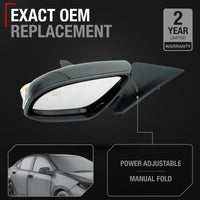Driver Side Heated Side View Mirror with Integrated Turn Signal - Compatible with 2014-2019 Toyota Corolla - Power Heated, Turn Signal, Manual Folding - Paintable Textured Black - OEM 8794002F51C0 - Driver Side Mirror