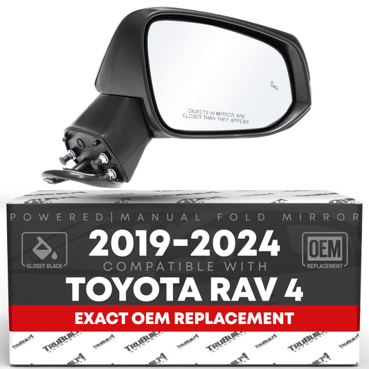 Toyota RAV4 Mirror, Passenger Side Replacement - Heated, Power Adjust, Turn Signal, Convex Glass, Smooth Black - Passenger Side Mirror