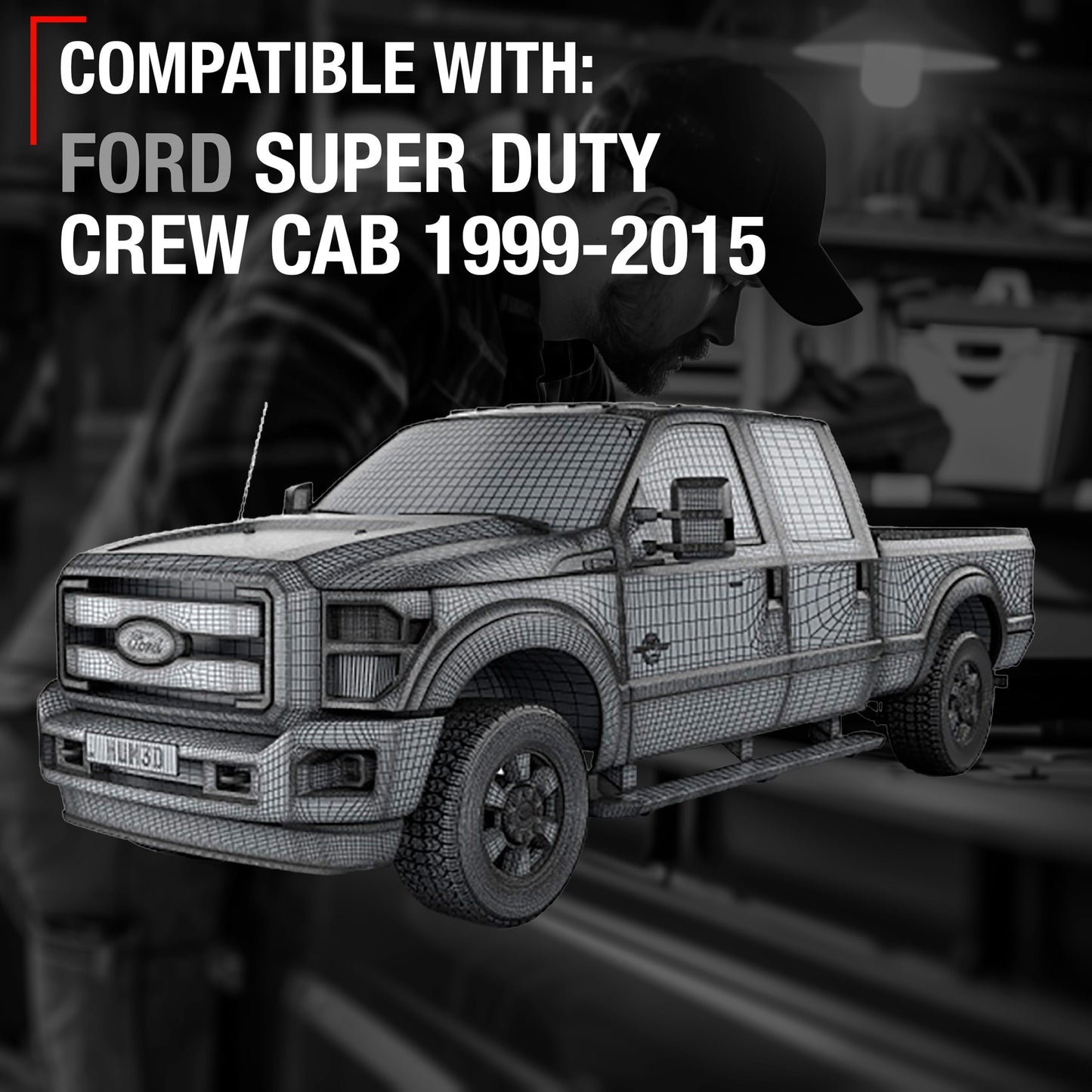 1999-2015 Ford Super Duty Rear Driver Door Handle Replacement - Crew Cab Configuration - Textured Black - Rear Driver Door