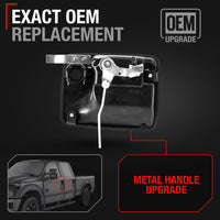 1999-2016 Ford F-250 F-350 F-450 F-550 Super Duty Exterior Front Driver Door Handle Replacement - Upgraded Metal Textured Black with Keyhole - Front Driver Door