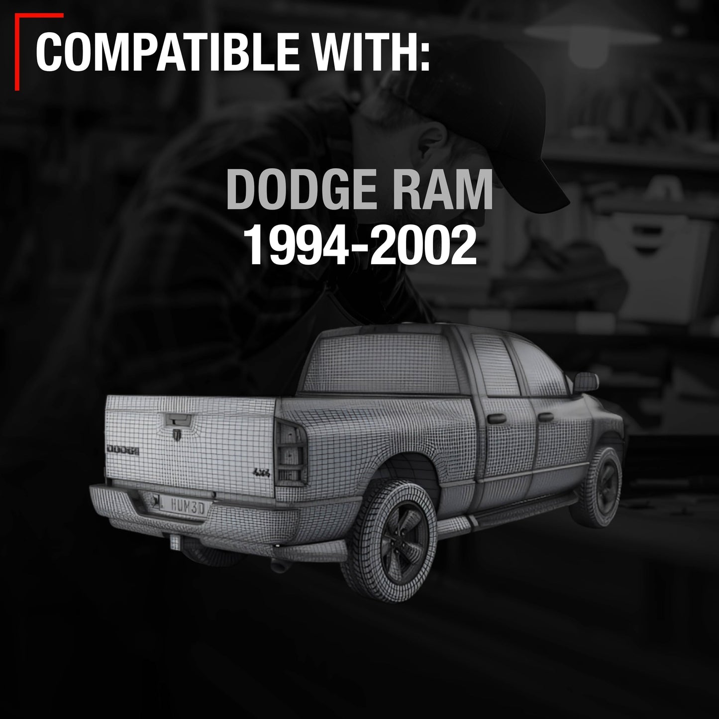 1994-2009 Dodge Ram Tailgate Support Cable Strap Set Rear Left and Right - Metal 18-1/8" Long