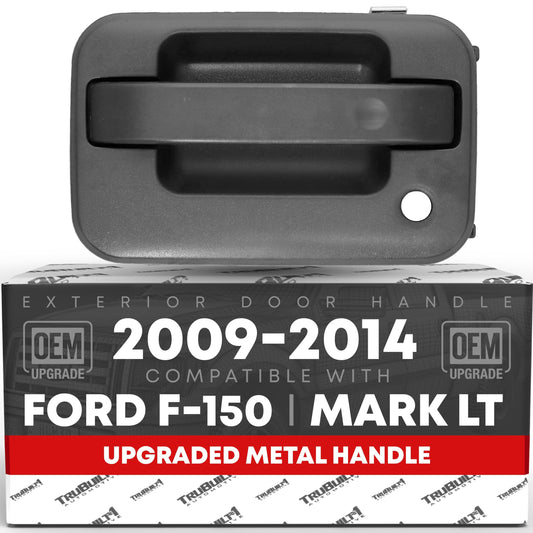 T1A Exterior Front Driver Door Handle, Upgraded Metal - Compatible with 2009-2014 Ford F-150, 09-14 Ford Lobo, 10-14 Lincoln Mark LT (Mexico) - Textured Black - OEM CL3Z-1522405-BA-MT, 97674 - Front Driver Side Handle