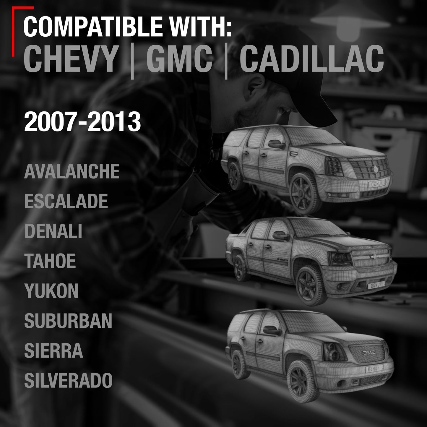 2007-2013 Chevrolet Avalanche Silverado Suburban Tahoe GMC Sierra Yukon Cadillac Escalade Exterior Rear Passenger Door Handle - Chrome Plastic - Rear Right Passenger Side