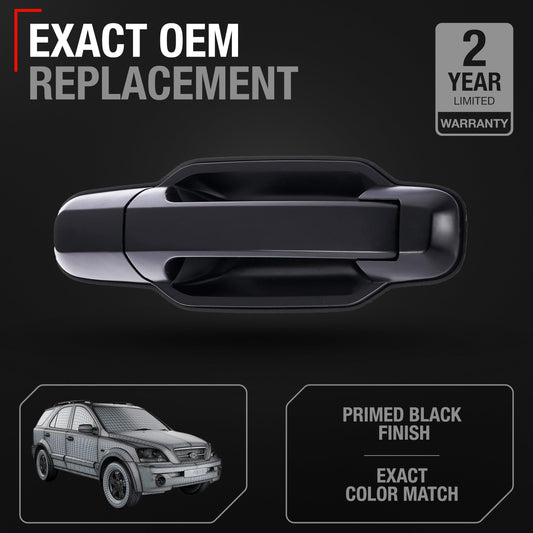 2003-2006 Kia Sorento LX Exterior Rear Passenger Door Handle Replacement - Primed Black Plastic - Rear Passenger Side Handle