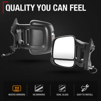2014-2024 Ram Promaster Driver Side Mirror Replacement Powered Heated Manual Fold Turn Signal Dual Glass Textured Black - Driver Side Mirror