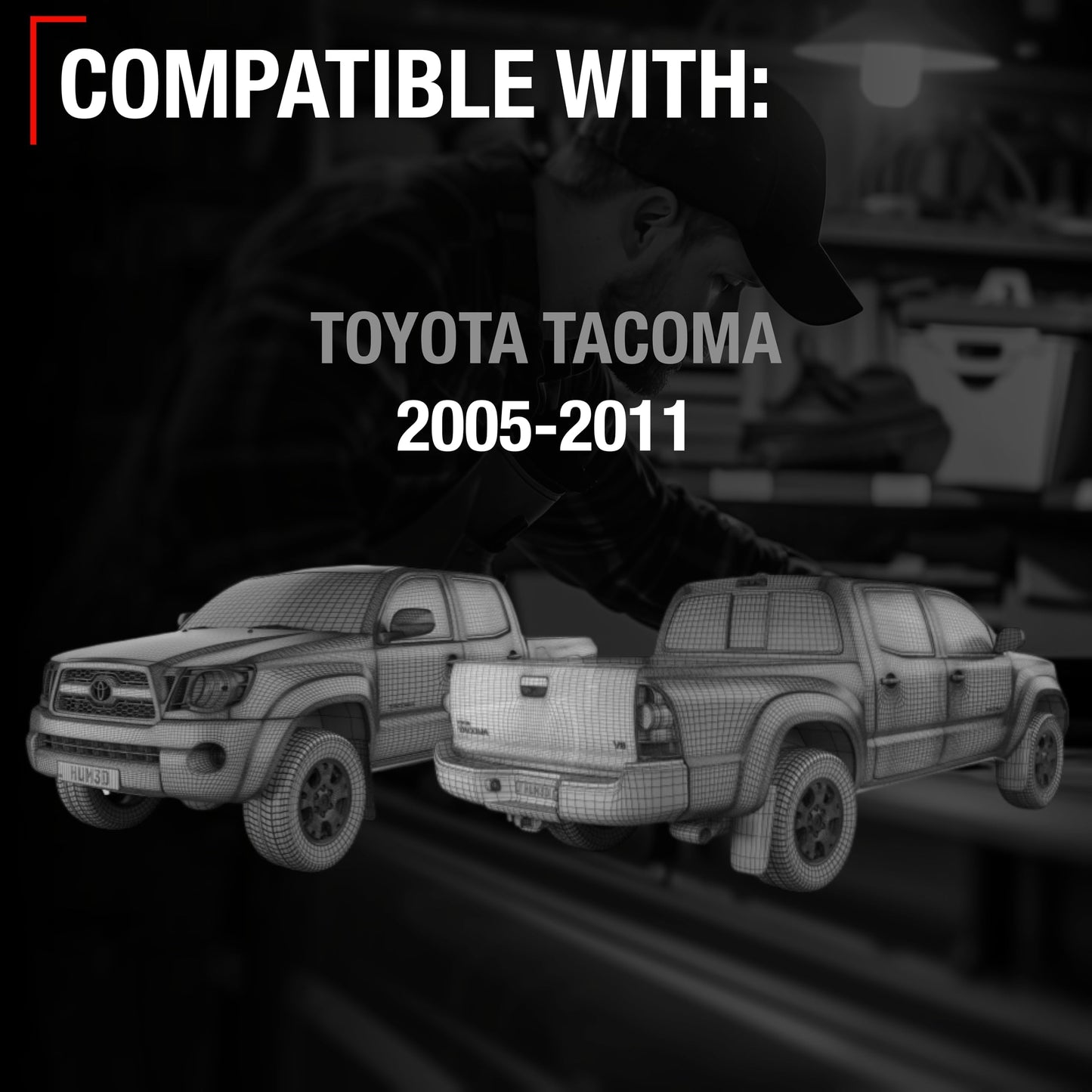 2005-2011 Toyota Tacoma Driver Side Mirror Replacement - Powered Adjustment Manual Folding Flat Glass Textured Black - Driver Side Mirror