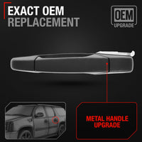T1A Exterior Rear Driver Door Handle, Upgraded Metal - Compatible with 2007-2014 Chevrolet Silverado 1500 2500 3500; 07-14 GMC Sierra 1500 2500 3500; Cadillac Escalade - Textured Black - OEM 15757230 - Rear Driver Side Handle