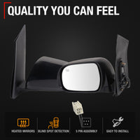 Driver Side Heated Power Side View Mirror - Compatible with 2013-2014 Toyota Sienna - Power Heated, Manual Folding - Paintable Textured Black Housing - OEM 8794008094C0