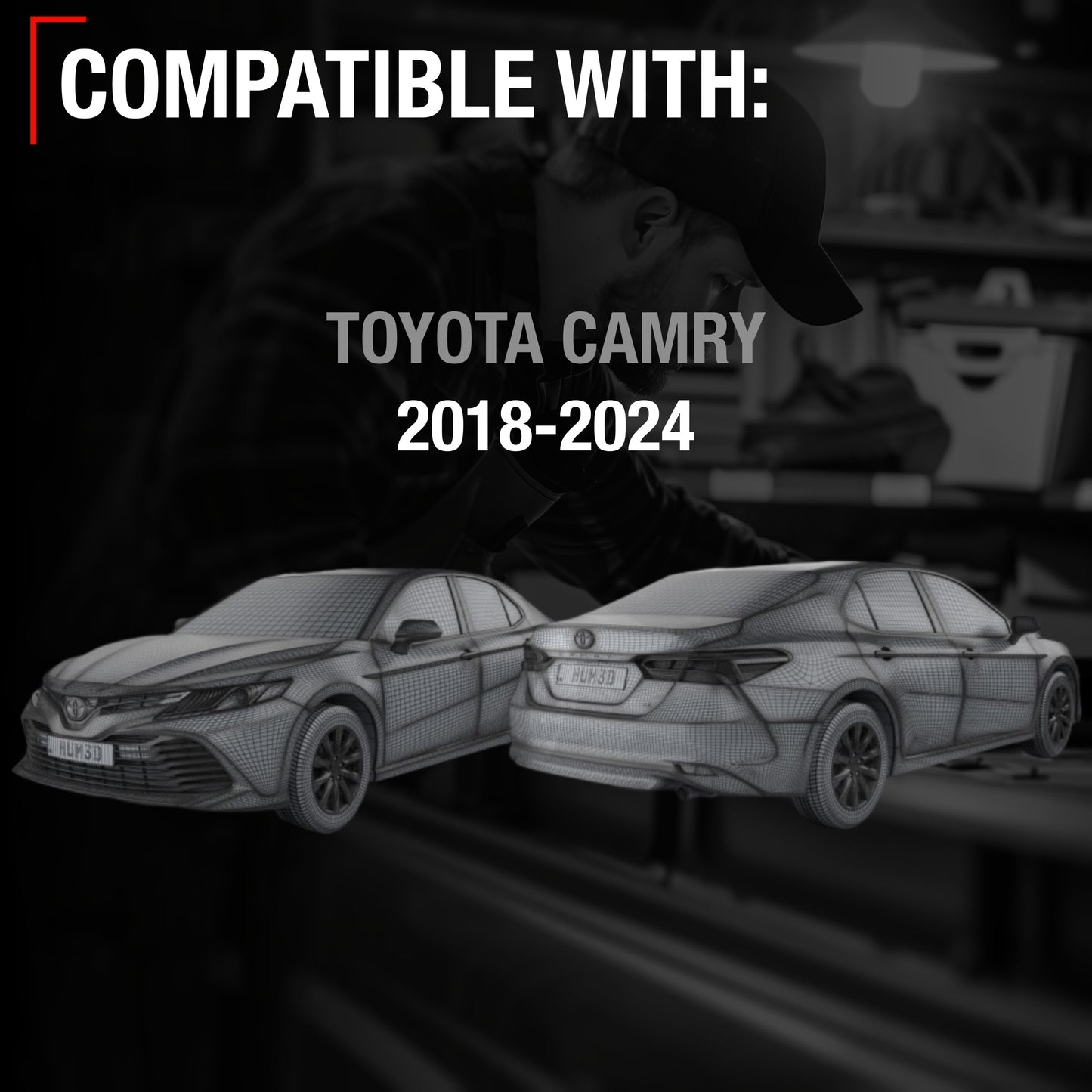 Toyota Camry Driver Mirror - Heated with Turn Signal, Blind Spot Detection, Manual Fold, Flat Glass, Black Finish - Driver Side Mirror